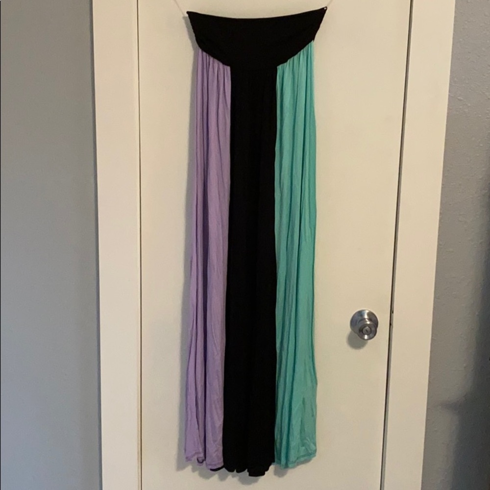 NWOT-Colorblock Maxi Skirt in Black/Purple/Mint